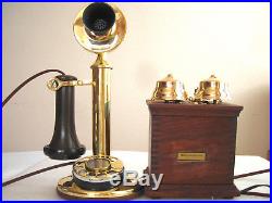 Western Electric 51al Solid Brass Candlestick Very Rare Bells Walnut Ringer Box