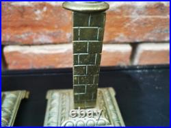 William Tonks & Sons Antique 19th C Brass Column Candles In Very Rare Design