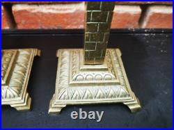 William Tonks & Sons Antique 19th C Brass Column Candles In Very Rare Design