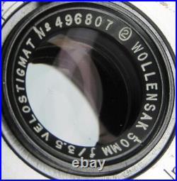 Wollensak 50mm f3.5 Velostigmat Leica SM #496807. Minty / Very Rare
