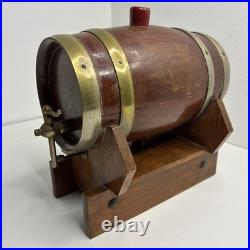 Wooden Whiskey Barrel Cask Musical Oak Brass Ringed Very Rare Collectable Vtg
