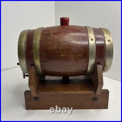 Wooden Whiskey Barrel Cask Musical Oak Brass Ringed Very Rare Collectable Vtg