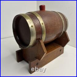 Wooden Whiskey Barrel Cask Musical Oak Brass Ringed Very Rare Collectable Vtg