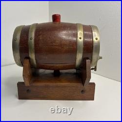 Wooden Whiskey Barrel Cask Musical Oak Brass Ringed Very Rare Collectable Vtg