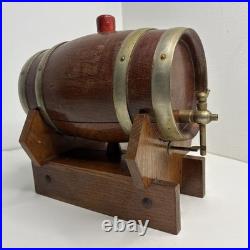 Wooden Whiskey Barrel Cask Musical Oak Brass Ringed Very Rare Collectable Vtg