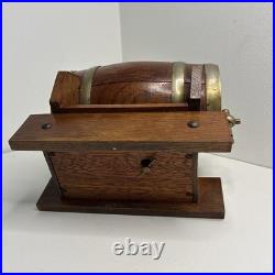 Wooden Whiskey Barrel Cask Musical Oak Brass Ringed Very Rare Collectable Vtg