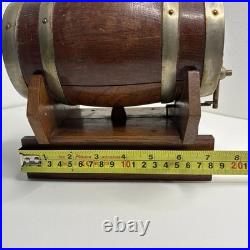 Wooden Whiskey Barrel Cask Musical Oak Brass Ringed Very Rare Collectable Vtg