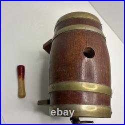 Wooden Whiskey Barrel Cask Musical Oak Brass Ringed Very Rare Collectable Vtg