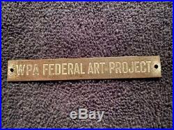 Wpa 1938 Federal Art Project Brass Frame Plaque Authentic Govt Issued Very Rare
