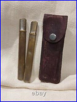 Ww1 German Fork And Knife Field Set. Very Rare Silvered Brass+ Case Wwi