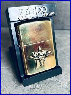 Zippo 1986 Marlboro Longhorn Promotional Lighter Solid Brass (Very Rare)