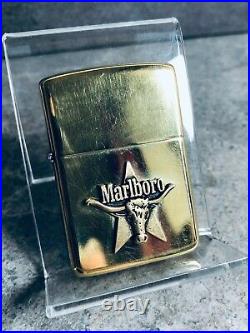 Zippo 1986 Marlboro Longhorn Promotional Lighter Solid Brass (Very Rare)