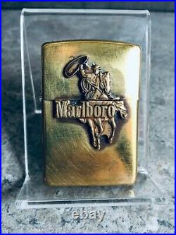 Zippo 1994 Marlboro Horse Back Promotional Lighter Solid Brass (Very Rare)