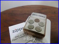 Zippo COPPER Lighter Small Change VERY RARE 2002 VERSION Made in USA NEW