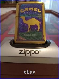 Zippo Camel Brushed Brass Color with Purple Backing Since 1913 Very Rare HTF See