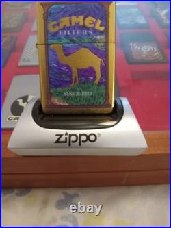 Zippo Camel Brushed Brass Color with Purple Backing Since 1913 Very Rare HTF See