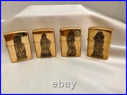 Zippo Cigar Store Indian Brass Lighter Set of 4 1996 New & Unfired Very Rare