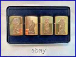 Zippo Cigar Store Indian Brass Lighter Set of 4 1996 New & Unfired Very Rare
