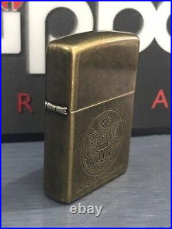Zippo Lighter U. S. Seal Antique Brass Plate 1995 Very Rare & Collectible