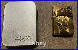 Zippo Playing Cards Brass Trick Lighter-VERY RARE