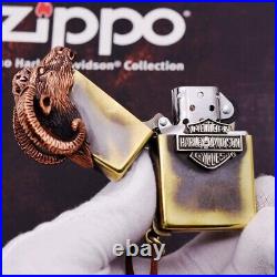 Zippo Very Rare Harley Davidson Buffalo Longhorn Antique Brass New In Box