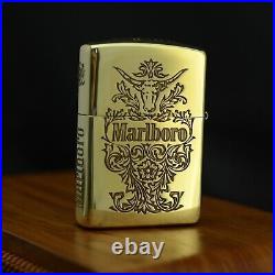 Zippo Very Rare Marlboro Brass Longhorn Armor Case New In Box