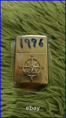 Zippo Very Rare Marlboro Compass Brass Emblem Used 1996