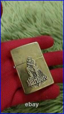 Zippo Very Rare Marlboro Man Emblem Brass Used 1996