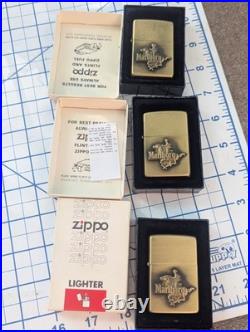 Zippo vintage Marlboro Brass Cowboy Unstruck 1982 Very Rare Original Box